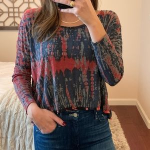 Language Tie Dye Boho Crop Length Top